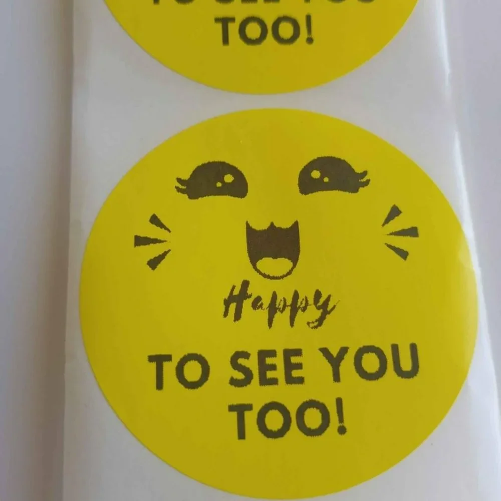 💙100 HappyTo See You- Round Shipping Labels Thermal Packaging Stickers 2